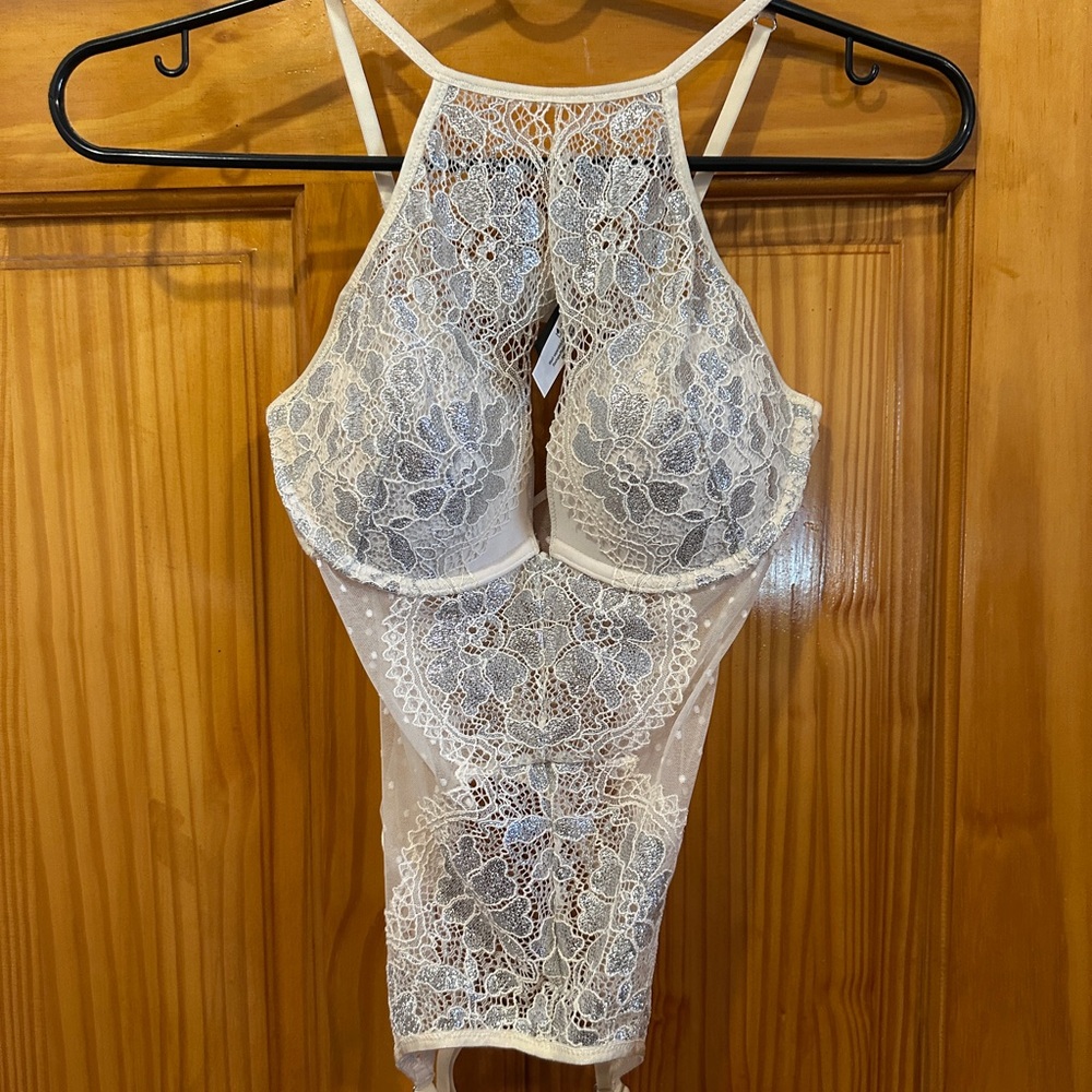 Cream/White Lace Bodysuit Lingerie